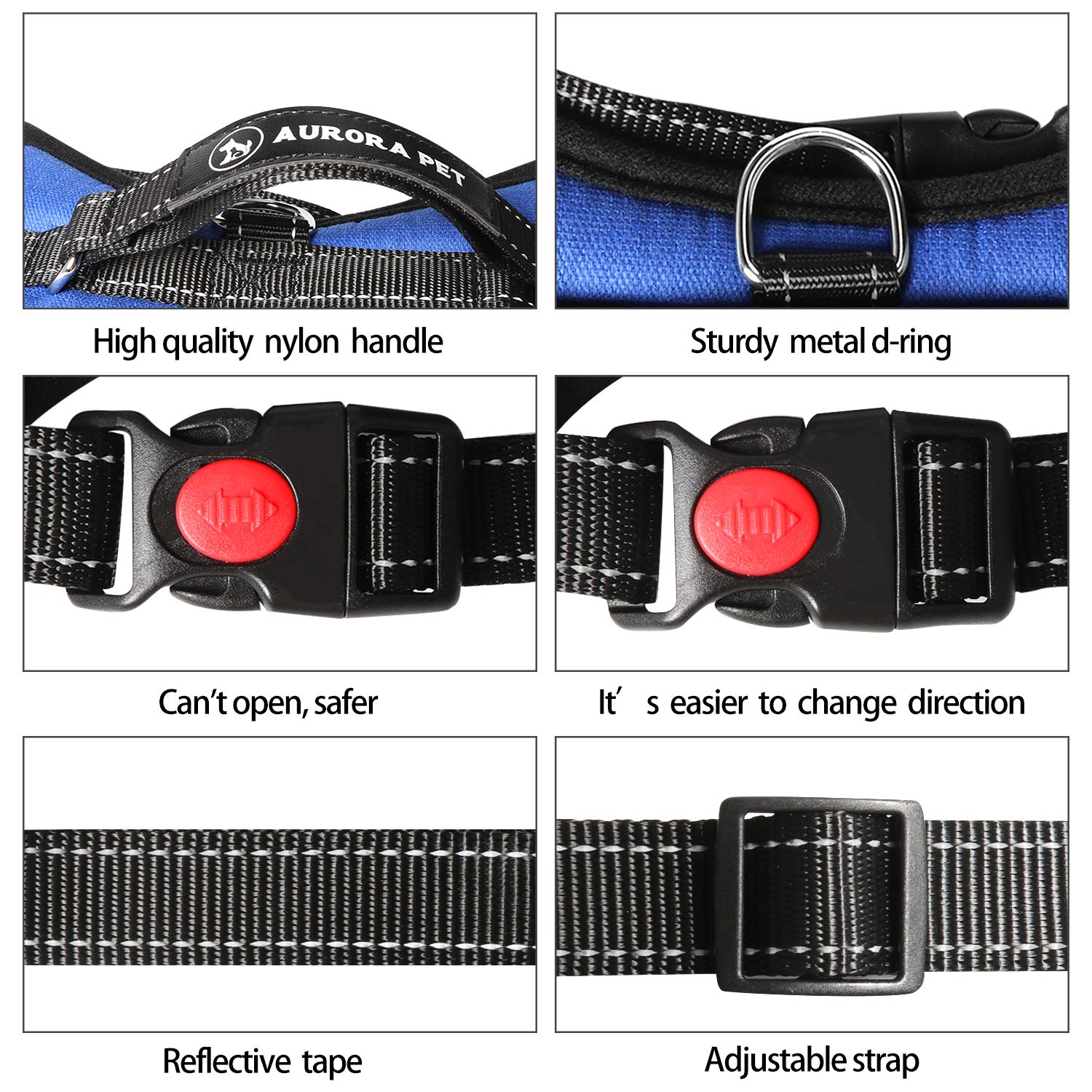 Aurora Pet Dog Harness No Pull Pet Harness Adjustable Outdoor Pet Vest 3M Reflective Vest Harness with Easy Control Handle and Two Leash Attachments for Small Medium Large Dogs Aurora Pet Dog Harness No Pull Pet Harness Adjustable Outdoor Pet Vest 3M Reflective Vest Harness with Easy Control Handle and Two Leash Attachments for Small Medium Large Dogs