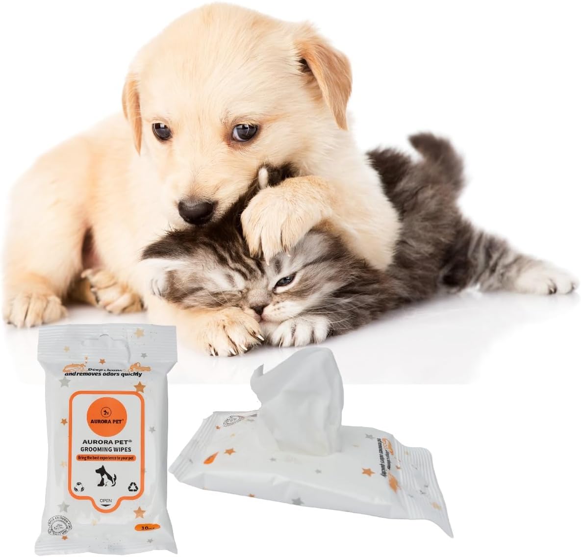 Aurora Pet Wipes, 100% Natural Plant-Based Hypoallergenic Pet Grooming Wipes
