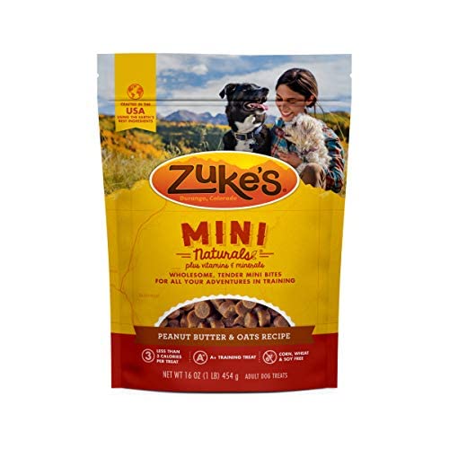 Zuke's Mini Naturals Dog Training Treats, Salmon Recipe, Soft Mini Dog Treats with Vitamins & Minerals, Made for All Breed Sizes (Peanut Butter, 16 Ounce (Pack of 2)