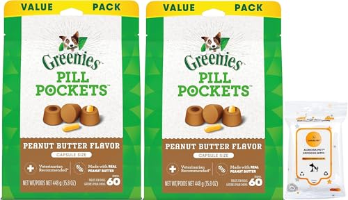 Greenies Pill Pockets Capsule Size Dog Treats (Peanut Butter Flavor) 2 Pack