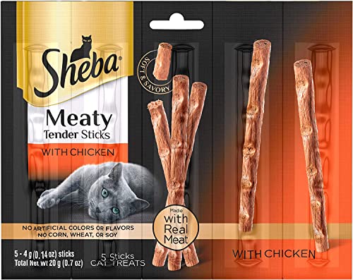 Sheba Meaty Tender Sticks Bundle: 4 (5 Count) Tuna Sticks, 4 (5 Count) Salmon Sticks, 4 (5 Count) Chicken Sticks