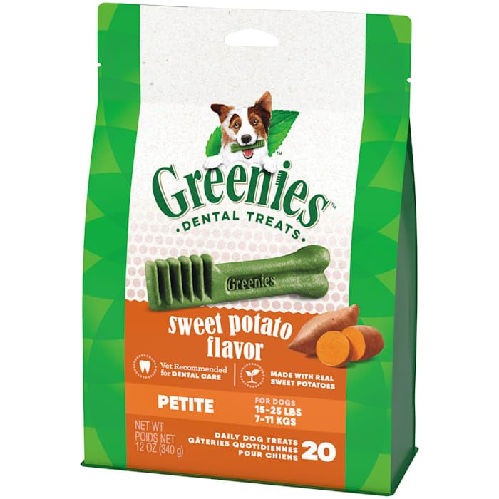 Greenies Petite Natural Sweet Potato Flavor Dental Dog Treats, 12 oz