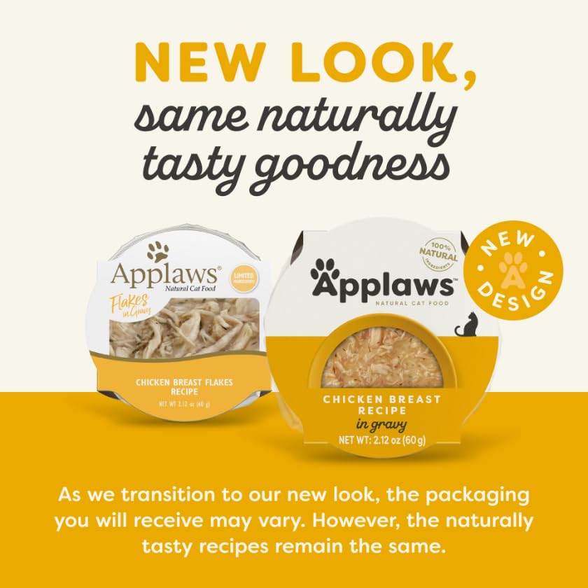 Applaws Natural Wet Cat Food, 18 Pack, Limited Ingredient Food for Cats in Gravy, 2.12oz Pots