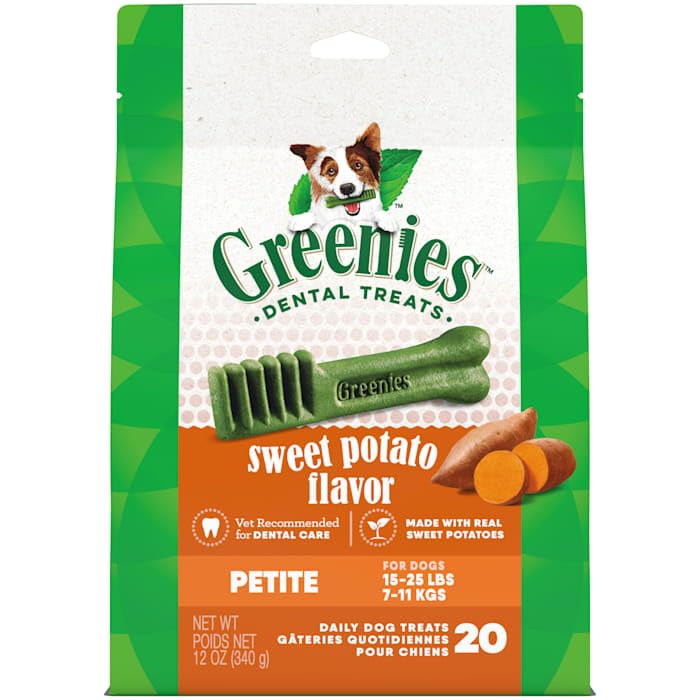 Greenies Petite Natural Sweet Potato Flavor Dental Dog Treats, 12 oz