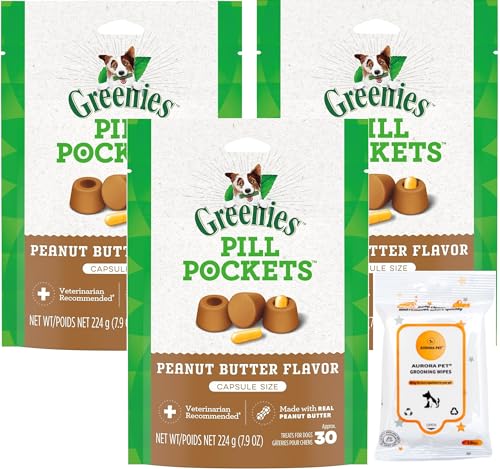 Greenies Pill Pockets Peanut Butter Flavor Tablet Size Dog Treats 7.9-oz (Pack of 3)