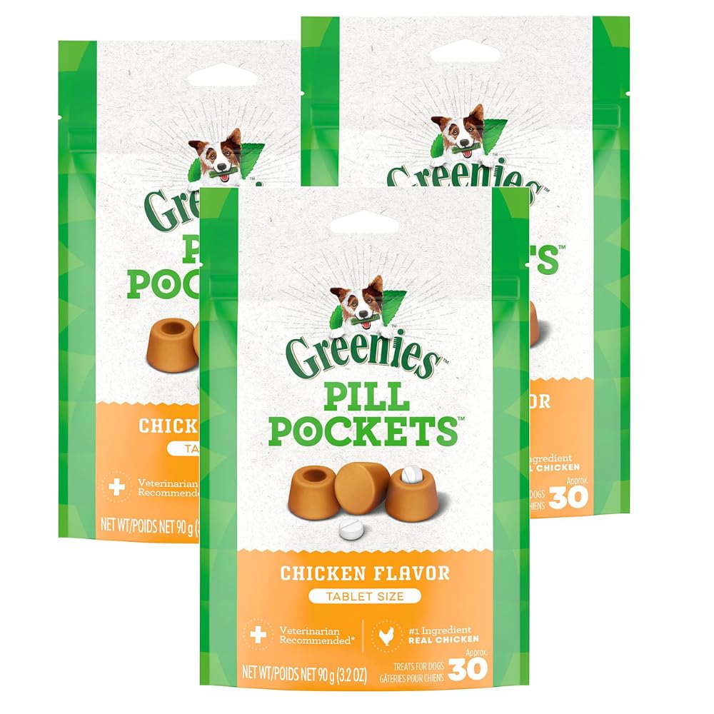 Greenies Pill Pockets Chicken Flavor Tablet Size Dog Treats (90 Tablets)