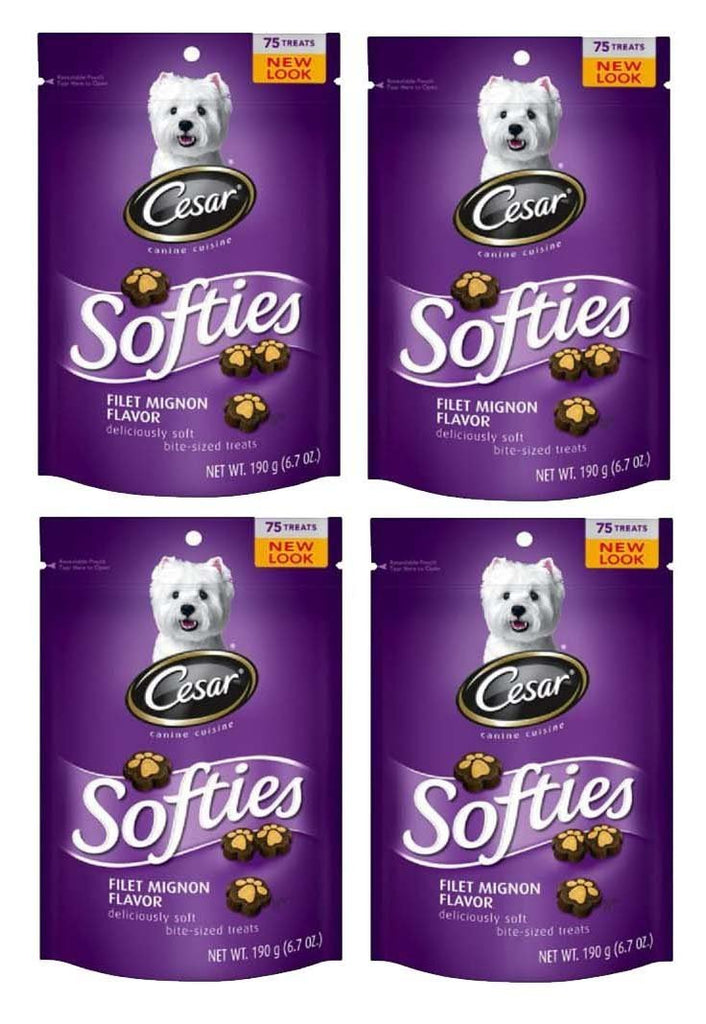 Cesar Softies Filet Mignon Flavor Dog Treats 6.7 oz Bags (Pack of 4)