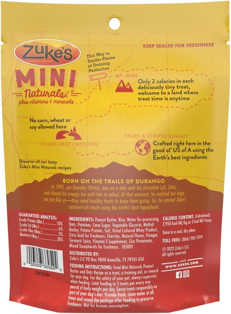 Zuke's Mini Naturals Peanut Butter & Oats Recipe Soft Dog Treats 16 oz (Pack of 2)