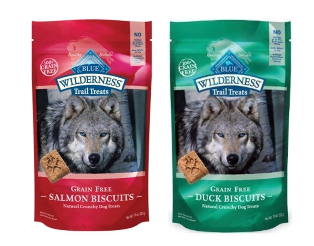 Blue Buffalo Wilderness Trail Treats Grain-Free Dog Biscuits (1) Duck and (1) Salmon