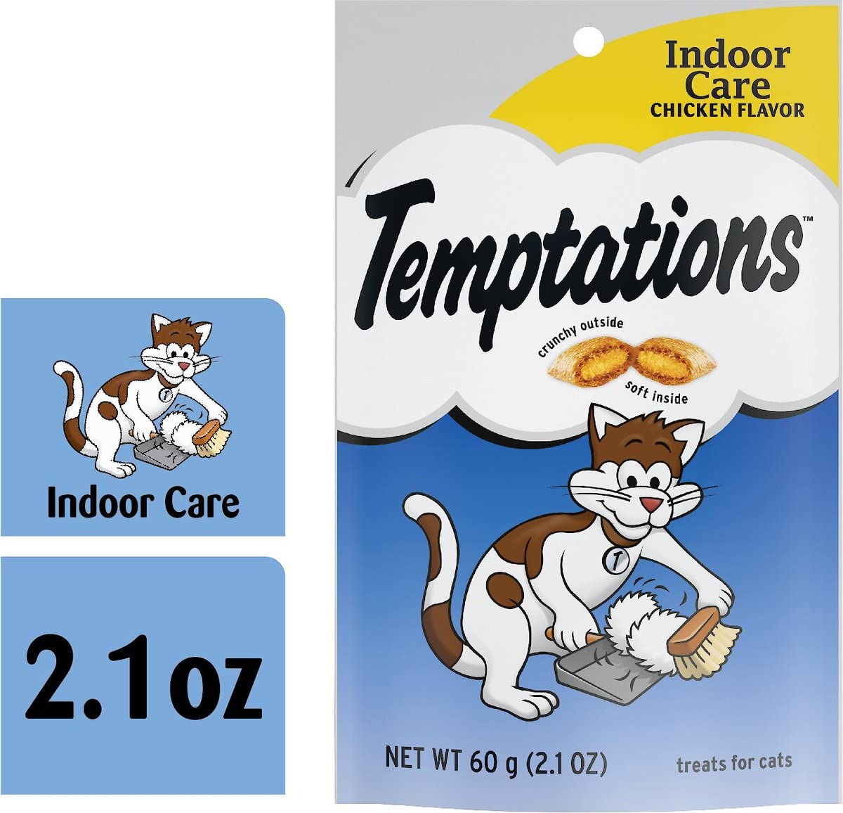 Temptations Indoor Care (Hairball Control) Chicken Flavor Cat Treats 2.1 oz (Pack of 9)