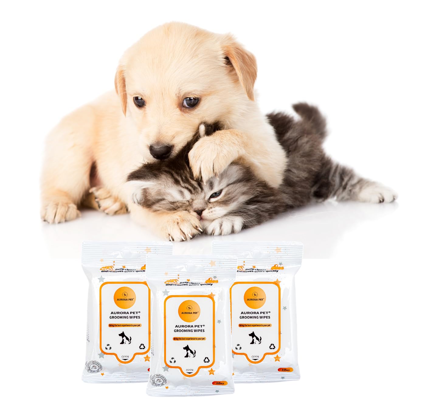 Aurora Pet Wipes, 100% Natural Plant-Based Hypoallergenic Pet Grooming Wipes