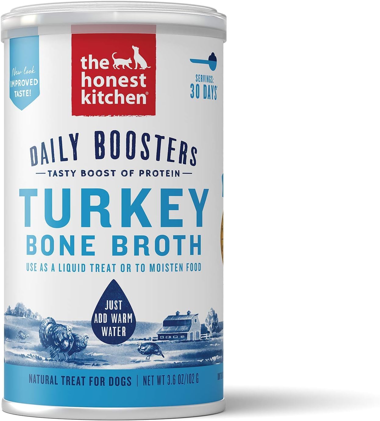 The Honest Kitchen Daily Boosters Dogs and Cat Treats (1) Beef Bone Broth (1) Turkey Bone Broth (1) Probiotic Goat's Milk