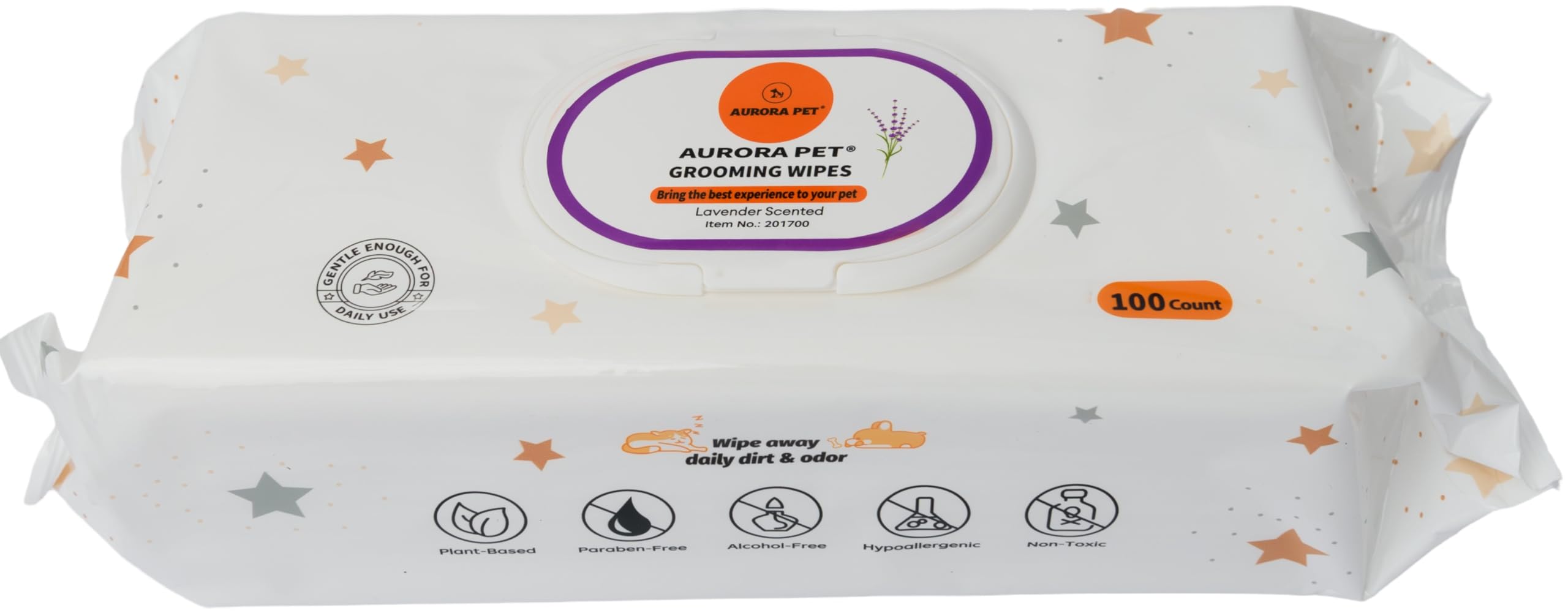 Aurora Pet Wipes, 100% Natural Plant-Based Hypoallergenic Pet Grooming Wipes