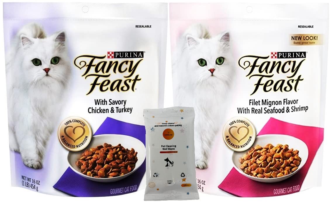 Fancy Feast Gourmet Dry Cat Food (Chicken and Turkey, Filet Mignon) 16-oz Bags