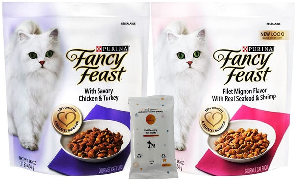 Fancy Feast Gourmet Dry Cat Food (Chicken and Turkey, Filet Mignon) 16-oz Bags