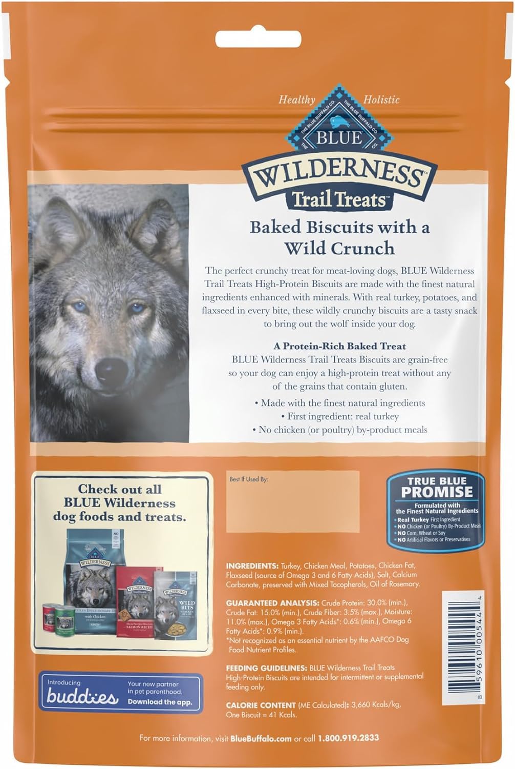 Blue Buffalo Wilderness Trail Treats Grain Free Crunchy Dog Biscuits (2) Turkey (2) Denali