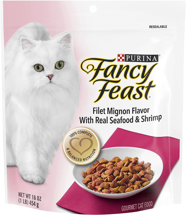 Fancy Feast Gourmet Gold Filet Mignon Flavor with Seafood and Shrimp Dry Cat Food (16-oz Pouch)