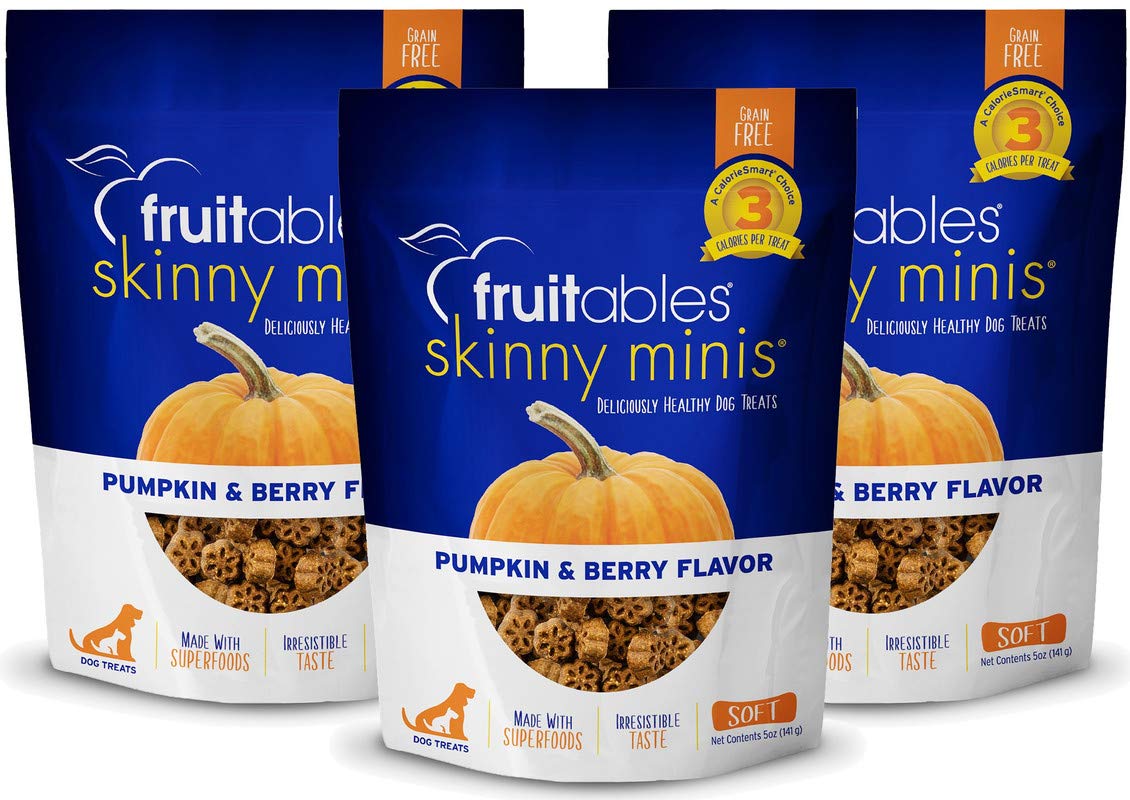 Fruitables Skinny Minis Gluten Free Chewy Dog Treats Pumpkin & Berry Flavor (3 Pack)