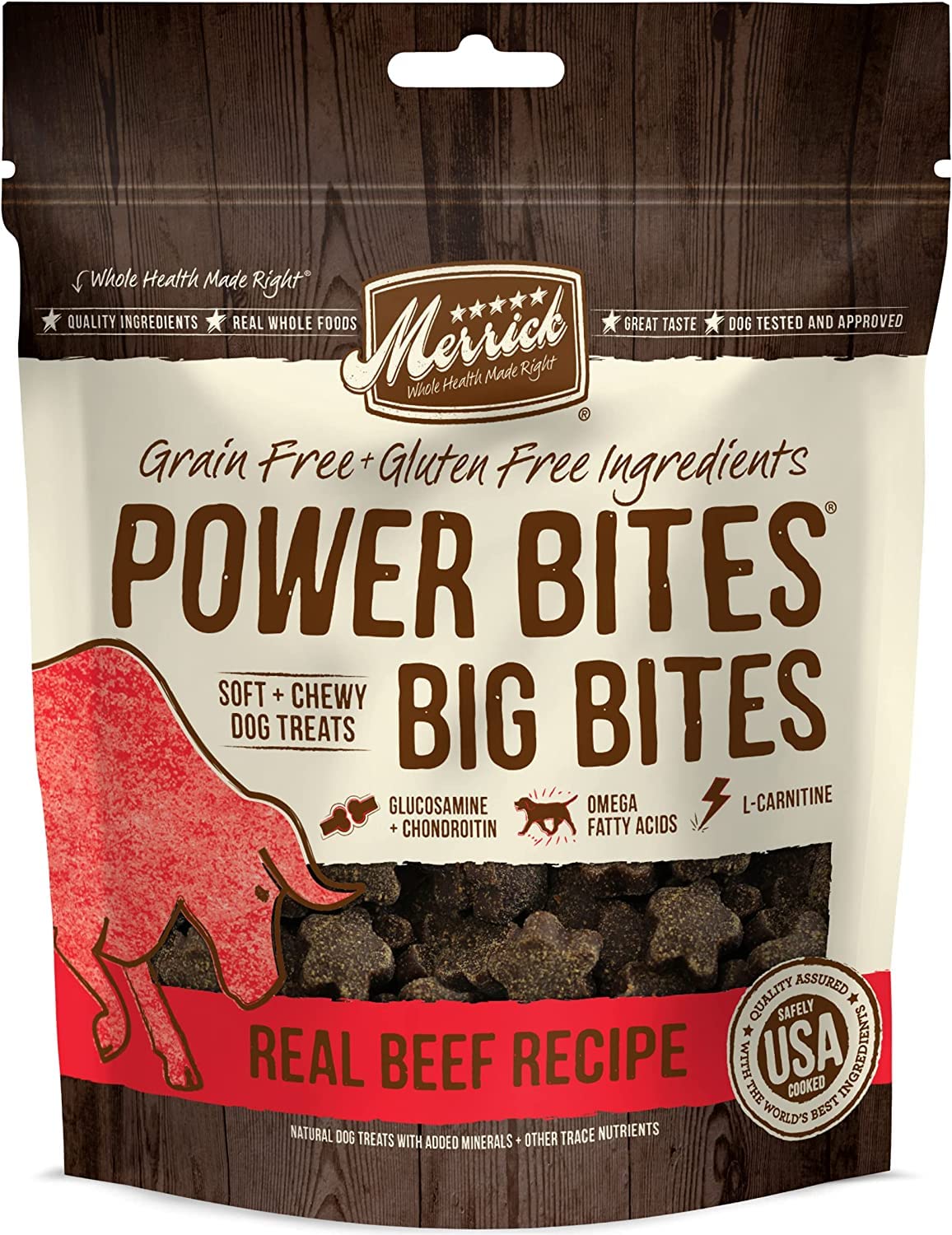 Merrick Power Bites Big Bites Real Beef Recipe Grain-Free Dog Treats (Pack of 2)