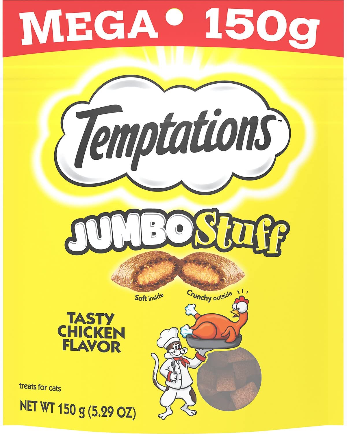 Temptations Jumbo Stuff Cat Treats (Tempting Tuna, Tasty Chicken, Savory Salmon) 5.3-oz Each