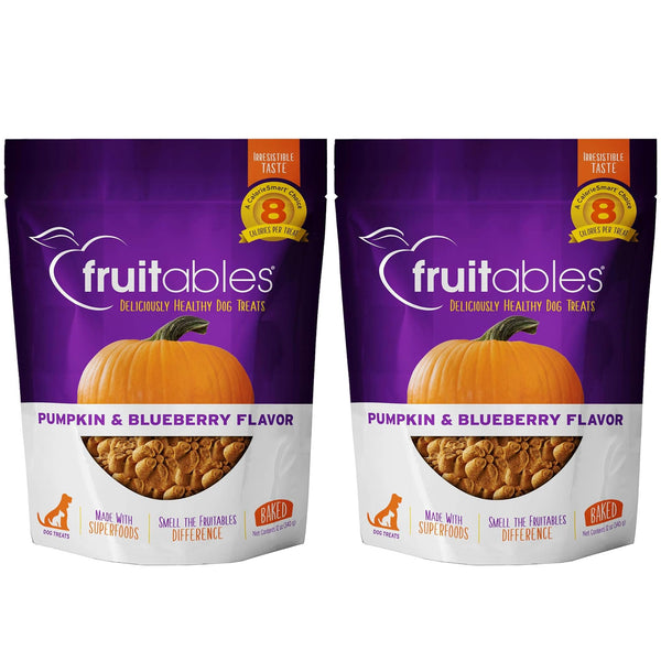 Fruitables Baked Dog Treats - Pumpkin Treats for Dogs Pumpkin and Blueberry - 12 Ounces (2 Pack)