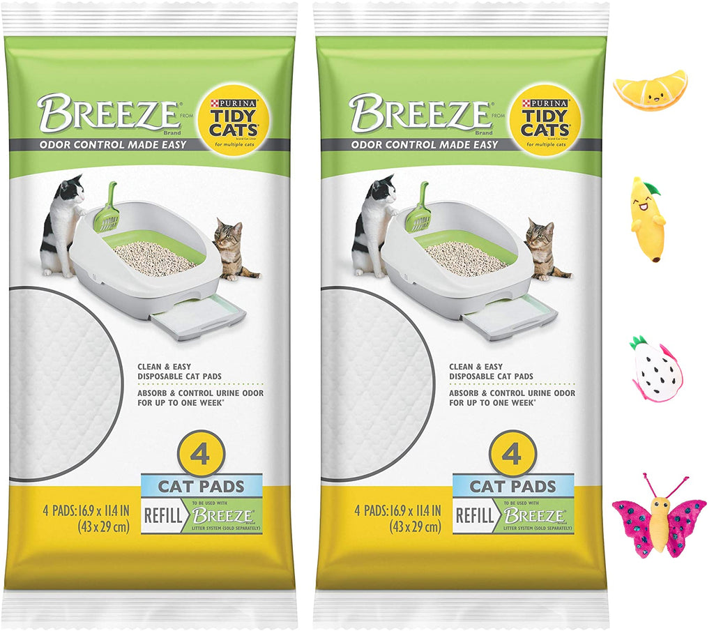 Tidy Cats Breeze Cat Pads (2) 4 Count Refill Packs, Clean & Easy Disposable Cat Pads