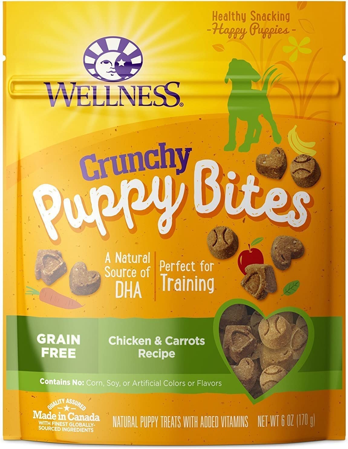 Wellness Crunchy Puppy Bites Chicken & Carrots Recipe Grain-Free Natural Dog Treats (6-oz Each)