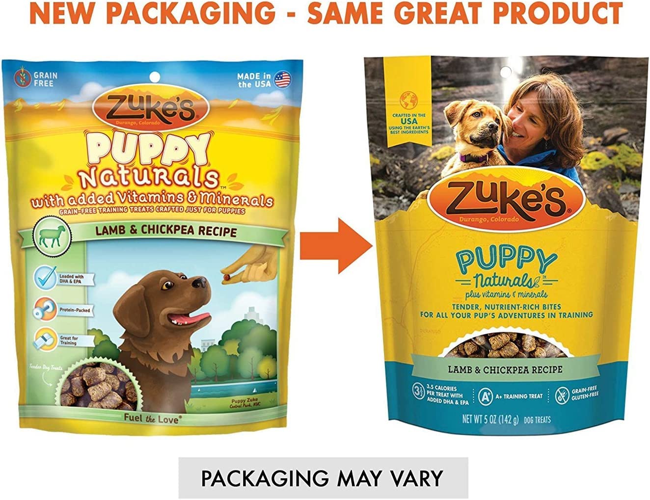 Zuke's Puppy Naturals Lamb & Chickpea Grain-Free Dog Treats [5-oz Each]