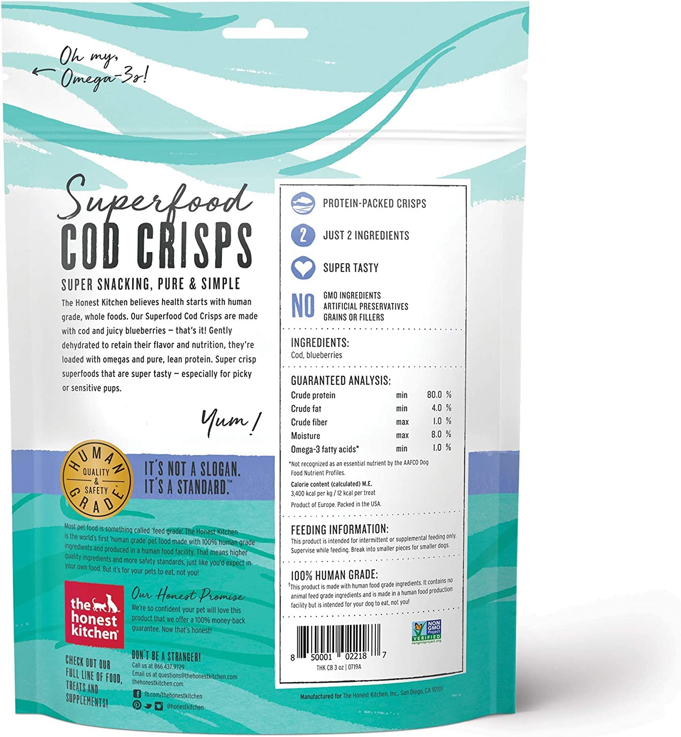 The Honest Kitchen Superfood Cod Crisps Natural Dog Treats (1) Cod & Strawberry (1) Cod & Blueberry