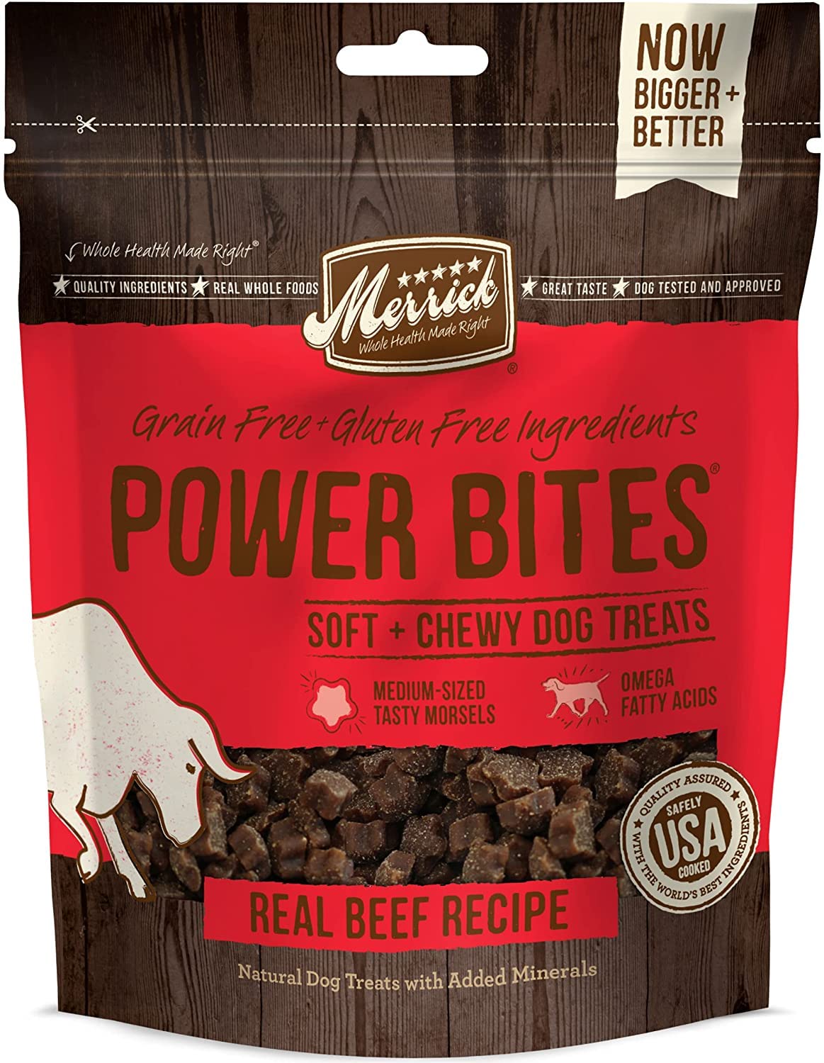 Merrick Power Bites 3 Favorite Flavors Natural Grain Free Gluten Free Soft & Chewy Chews Dog Treats