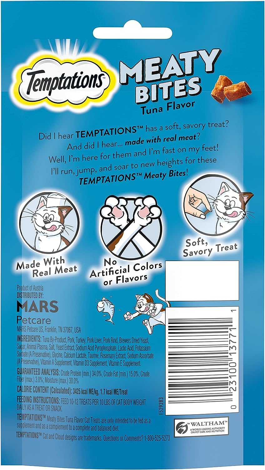 Temptations Meaty Bites Soft & Savory Cat Treats (2) Chicken (2) Salmon (2) Tuna (1.5-oz Each)