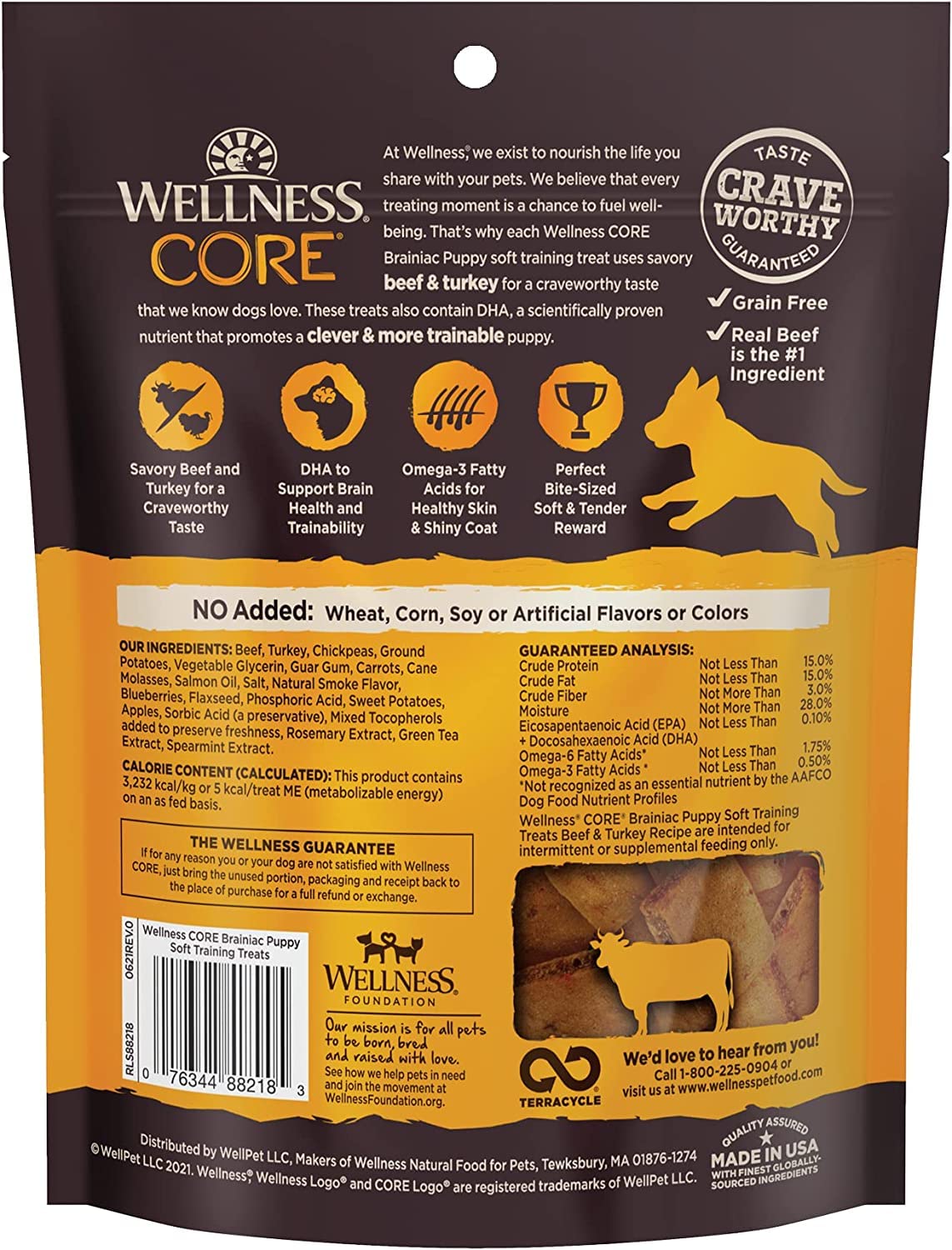 Wellness Core Brainiac Puppy Beef & Turkey Soft Training Dog Treats 5-oz (Pack of 3)