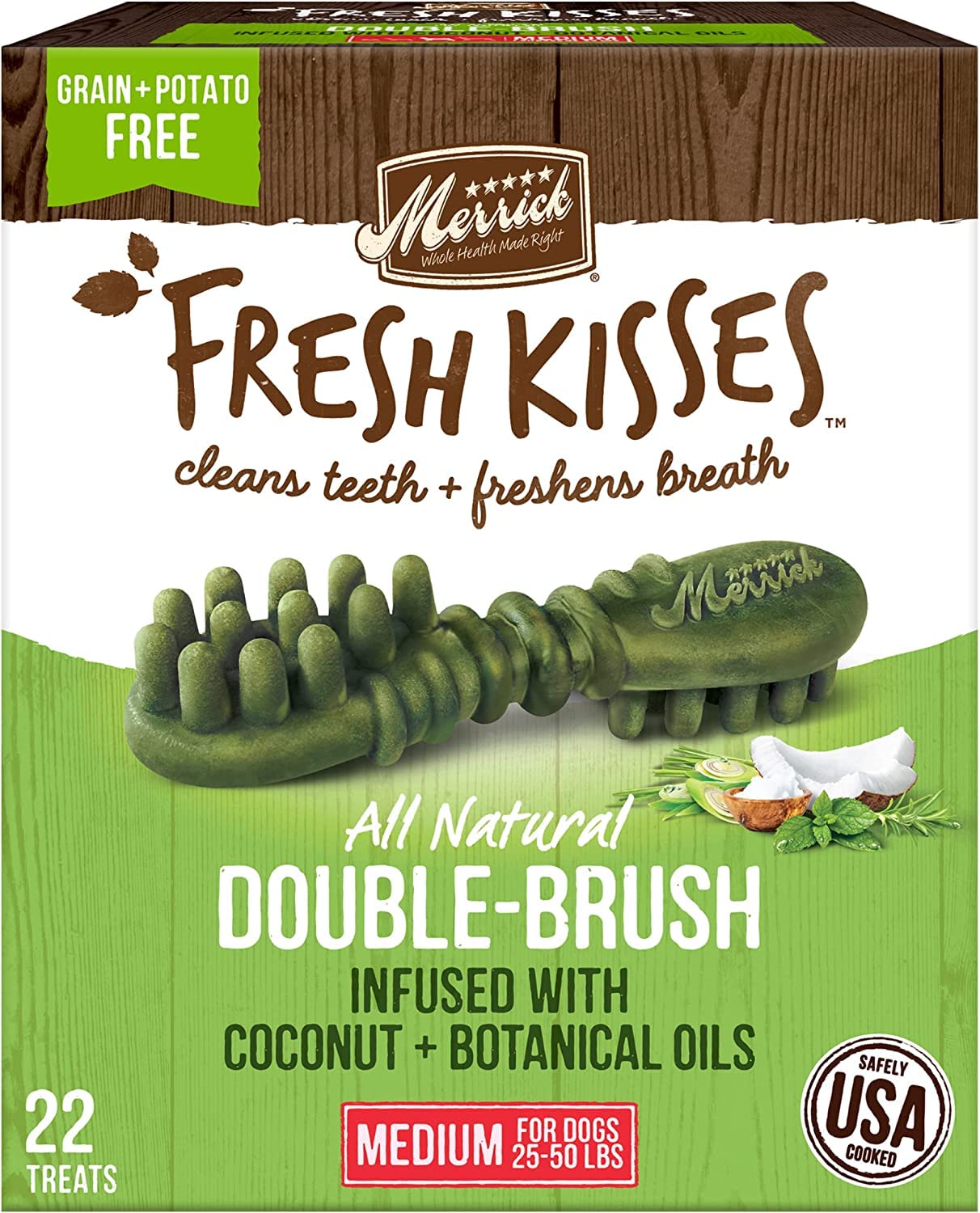 Merrick Fresh Kisses Double-Brush Medium Dental Dog Treats Variety Pack (2)