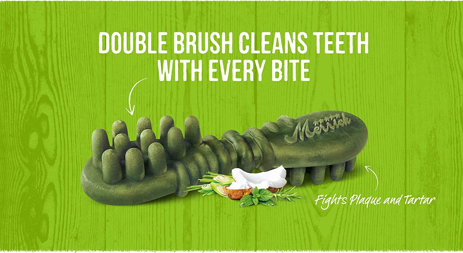 Merrick Fresh Kisses Double-Brush Large Dental Dog Treats (1) Coconut + Botanical Oils (1) Mint-Flavored Breath Strips