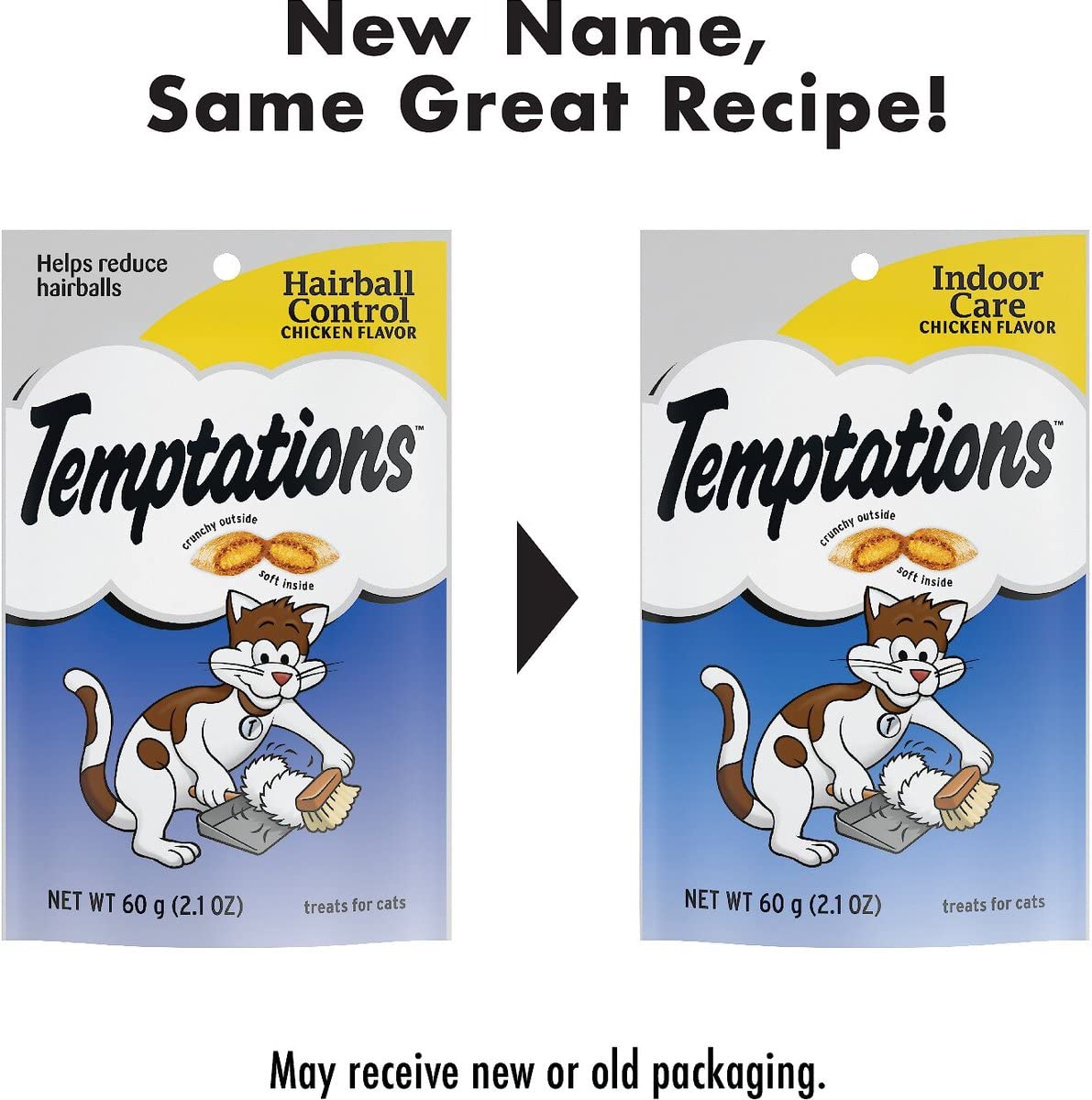 Temptations Indoor Care (Hairball Control) Chicken Flavor Cat Treats 2.1 oz (Pack of 9)