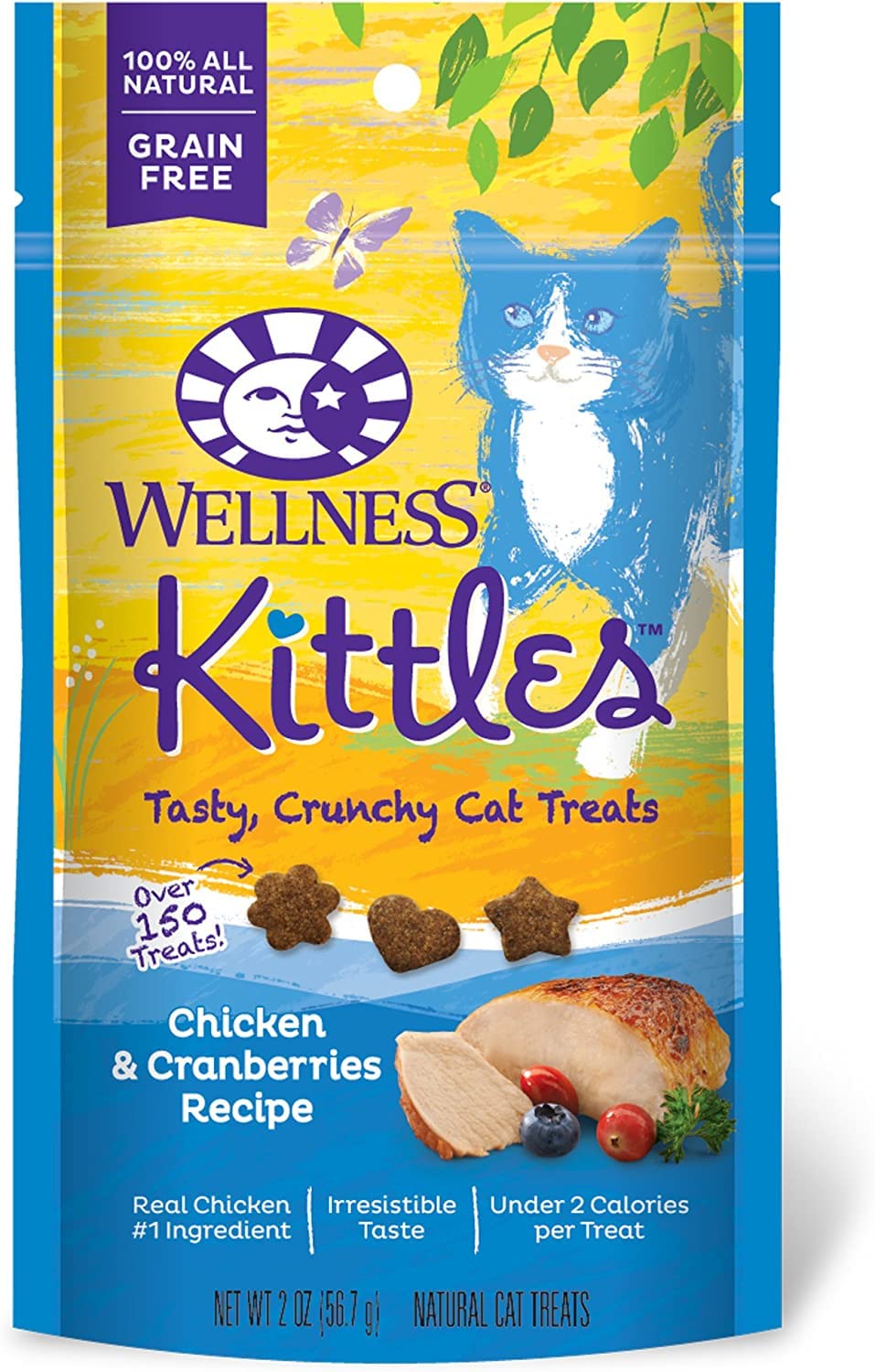 Wellness Kittles Tasty Crunchy Cat Treats (Chicken, Salmon, Tuna) 2-oz Bags