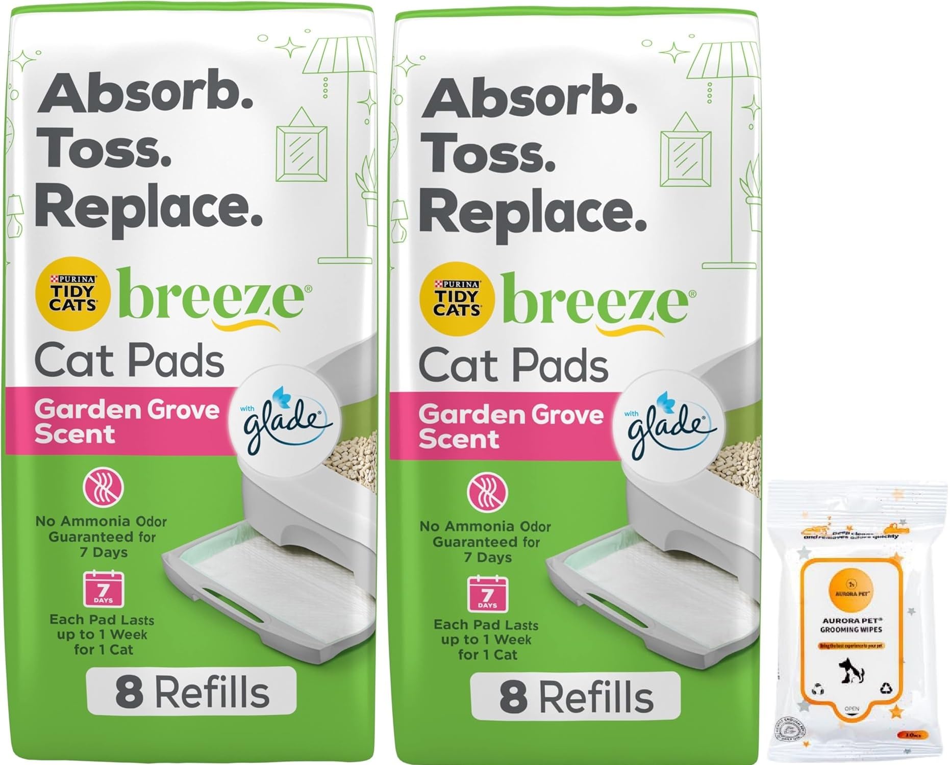 Tidy Cats Breeze Garden Grove Scented Cat Pad Refill Pack (2) 8 Count Pouches