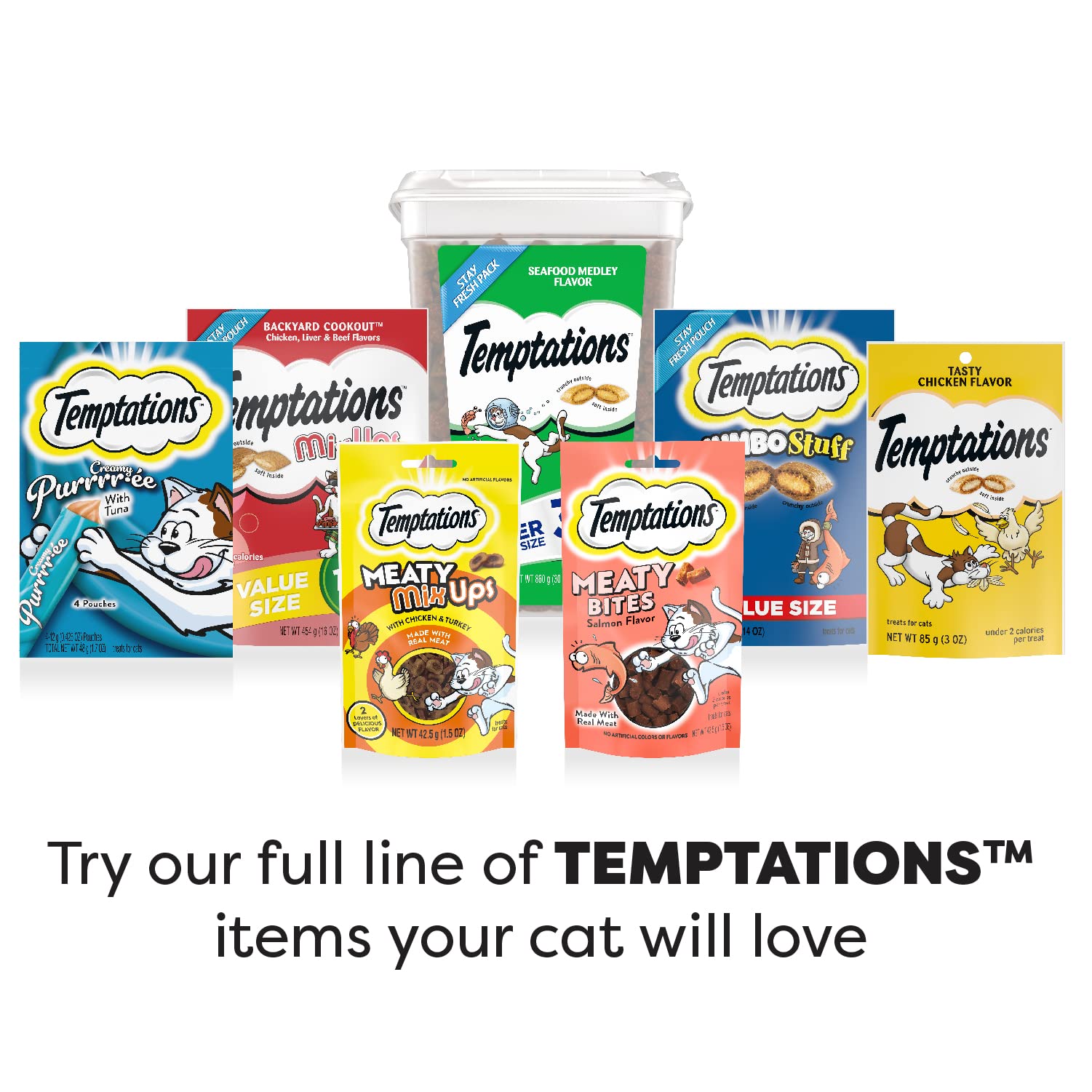 Temptations Indoor Care Crunchy and Soft Cat Treats, Chicken Flavor, 2.1 oz