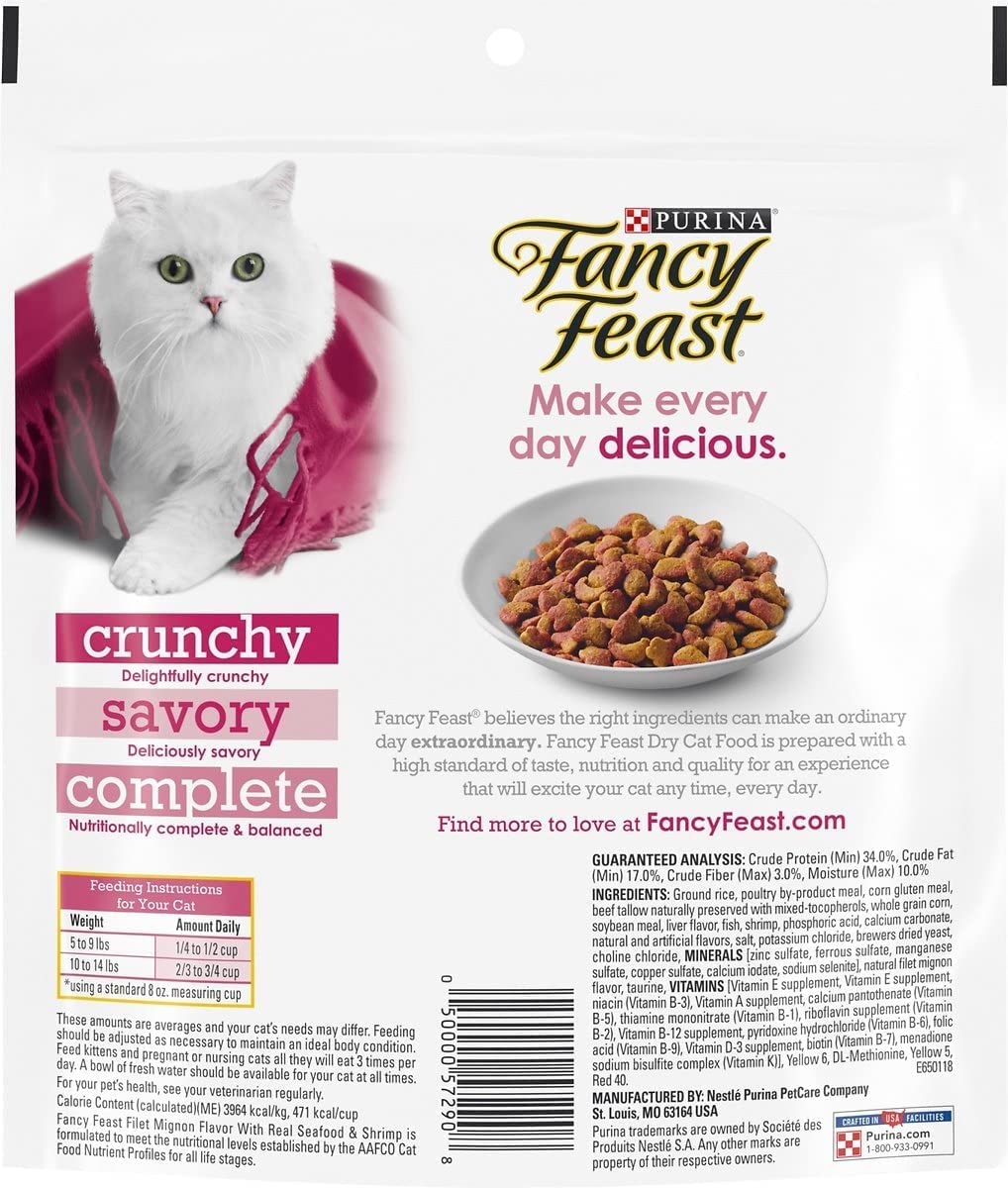 Fancy Feast Gourmet Dry Cat Food (Filet Mignon, Ocean Fish and Salmon)