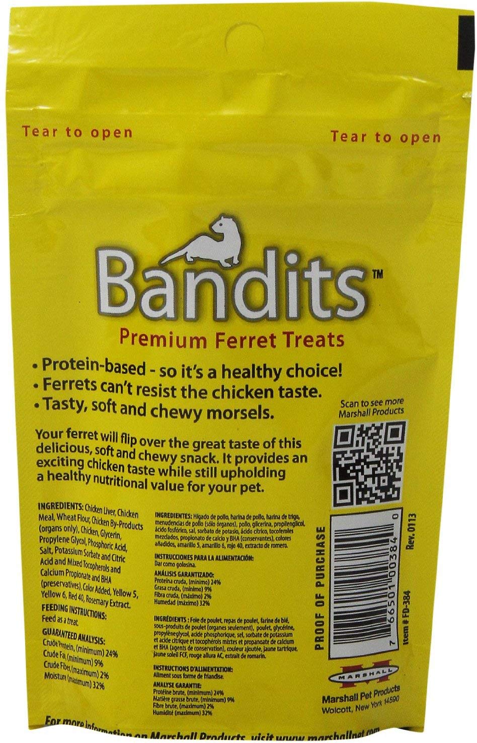 Marshall Bandit Ferret Treats, Chicken Flavor 3 oz (Pack of 2)