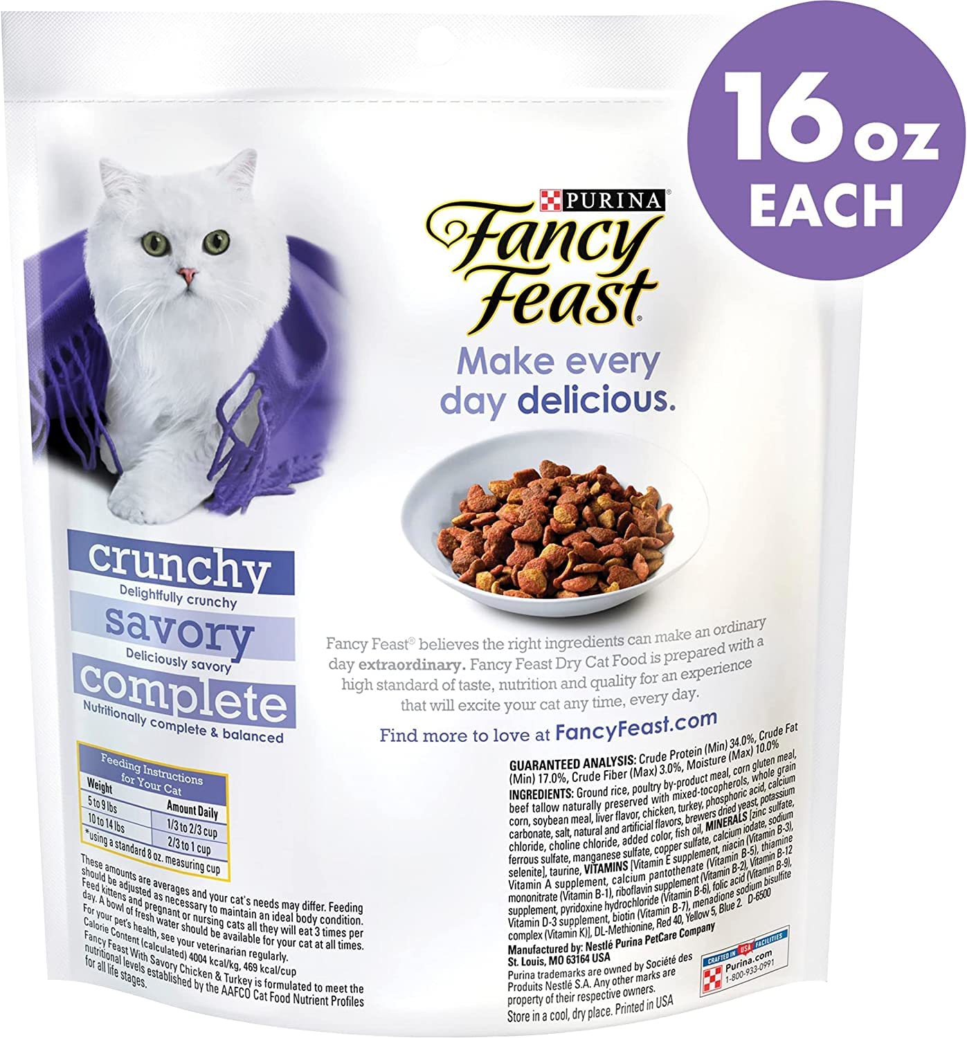 Fancy Feast Gourmet Dry Cat Food (Chicken and Turkey, Filet Mignon) 16-oz Bags