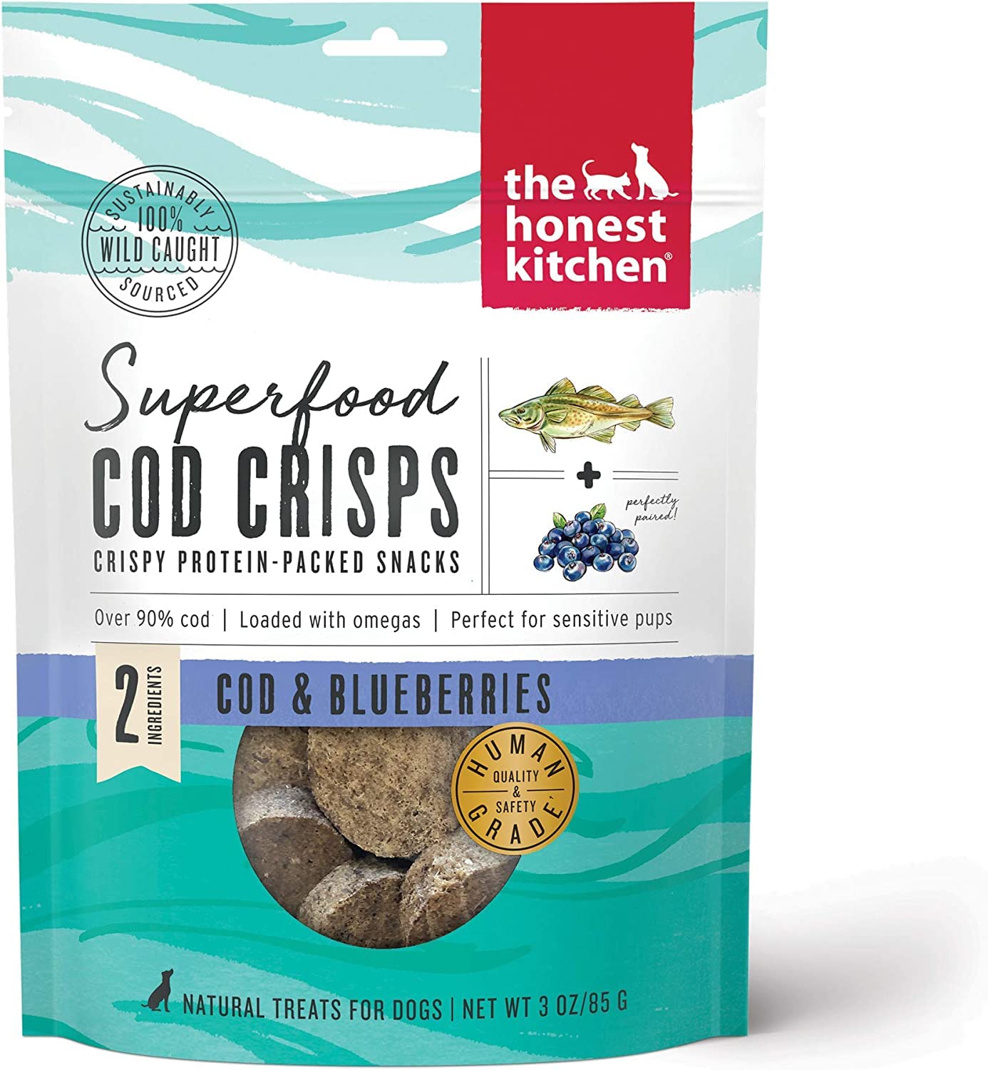 The Honest Kitchen Superfood Cod Crisps Natural Dog Treats (1) Cod & Strawberry (1) Cod & Blueberry