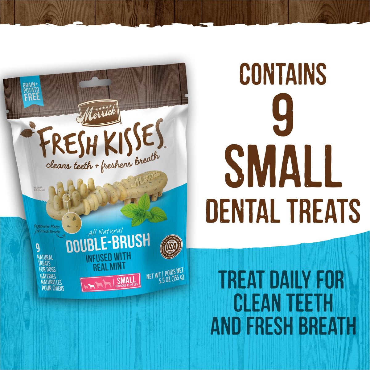 Merrick Fresh Kisses Double Brush Natural Dental Chews