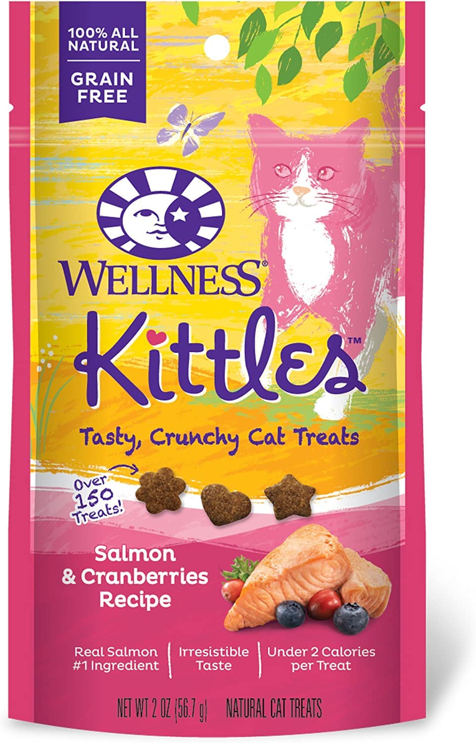 Wellness Kittles Tasty Crunchy Cat Treats (3 Chicken, 3 Salmon, 3 Tuna) 2-oz Bags