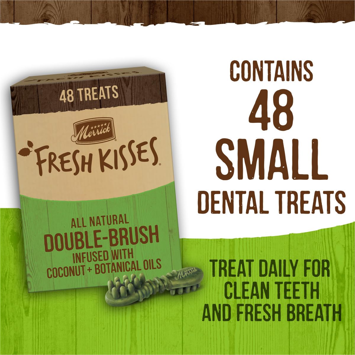 Merrick Fresh Kisses Natural Dental Chews Infused with Coconut and Botanical Oils for Small Dogs 15-25 Lbs - 36 ct. Box