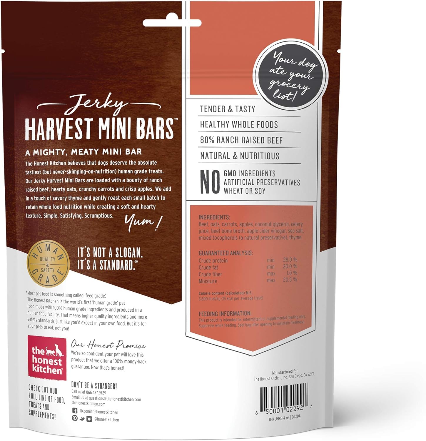 The Honest Kitchen Jerky Harvest Mini Bars Dog Treats Variety Pack