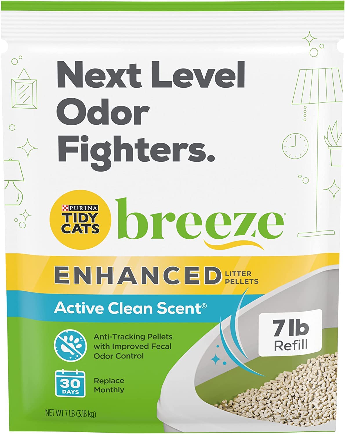 Tidy Cats Breeze Enhanced Litter Pellets, Active Clean Scent, 7 LB