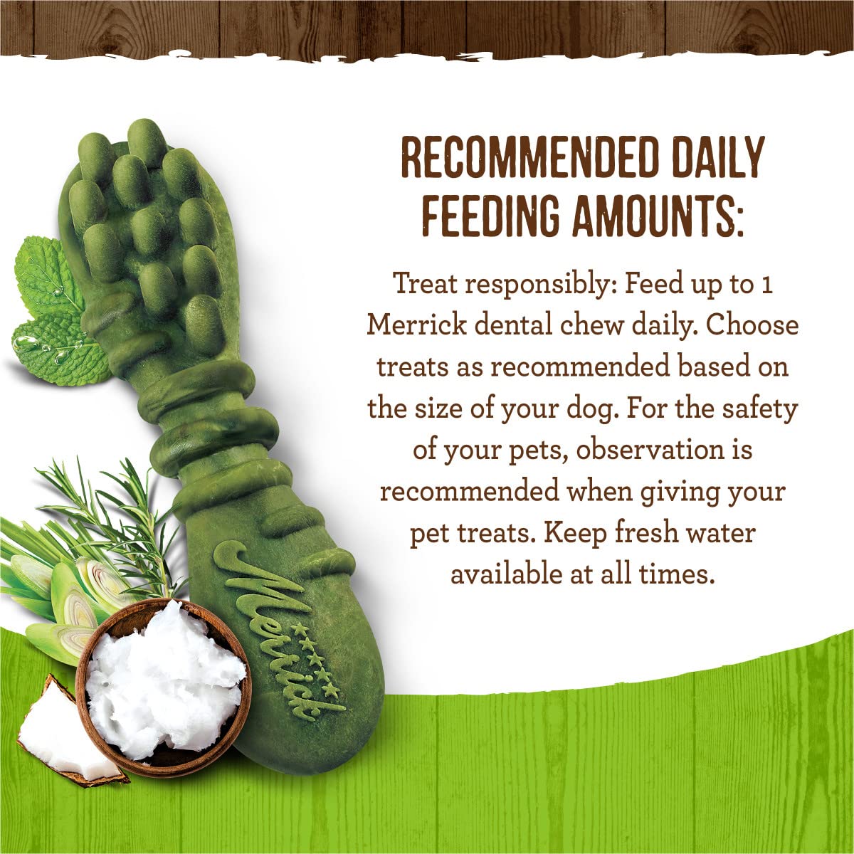 Merrick Fresh Kisses Natural Dental Chews Infused with Coconut and Botanical Oils for Small Dogs 15-25 Lbs - 36 ct. Box