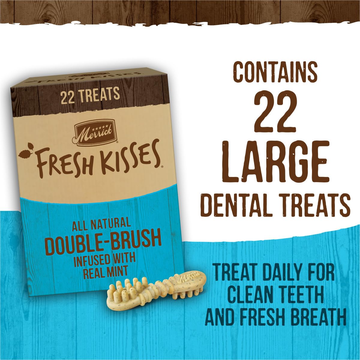 Merrick Fresh Kisses Oral Care Dental Dog Treats for Large Dogs Over 50 lbs