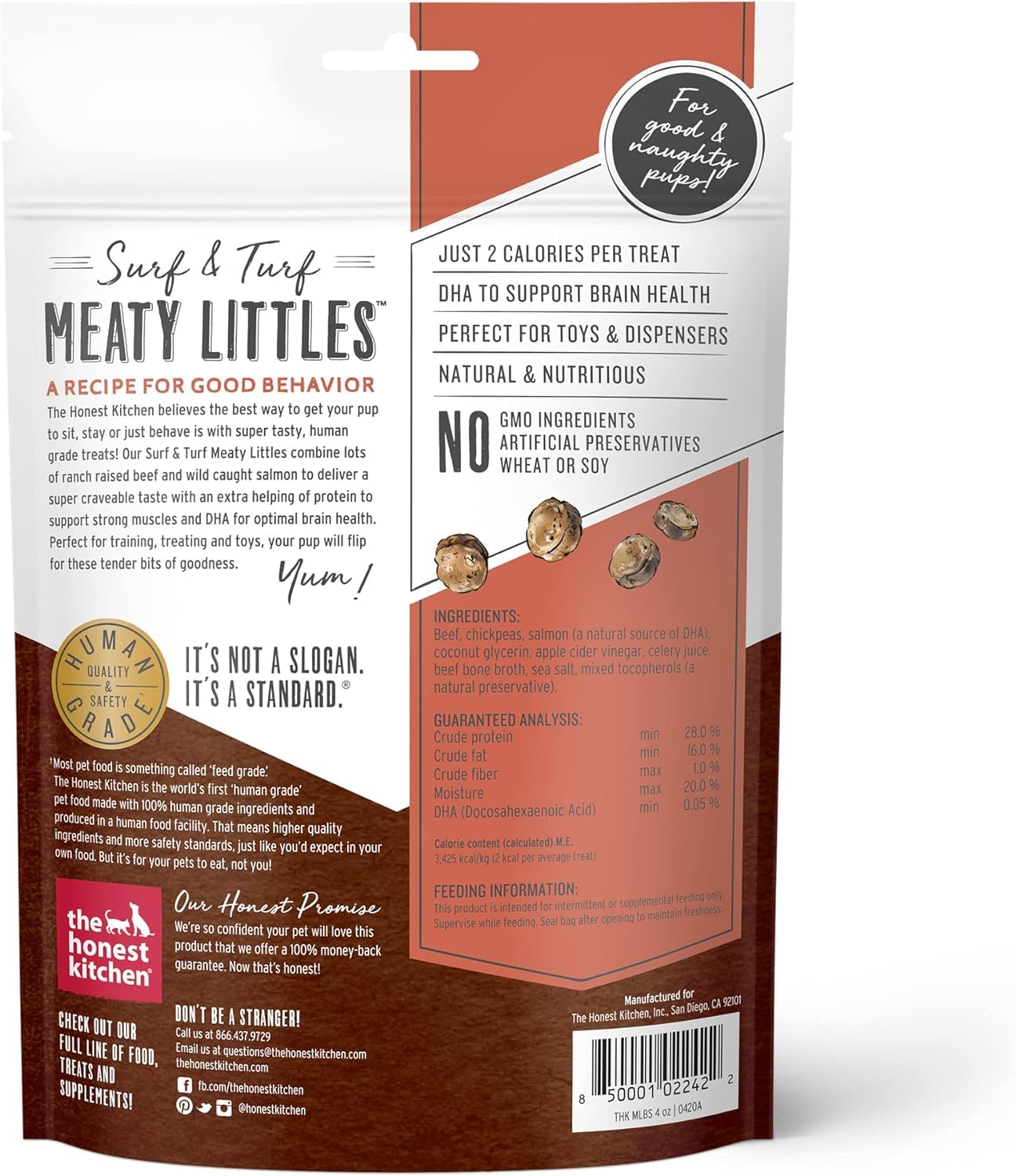 The Honest Kitchen Harvest Surf & Turf Meaty Littles Dog Treats (Beef & Salmon Recipe) 4-oz Bags